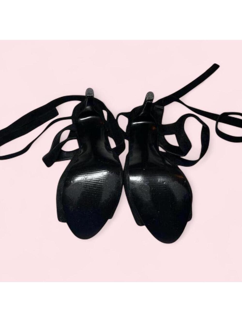 Guess Black Ballerina Tie Up Heels Womens Size 5.5 - Picture 4 of 4